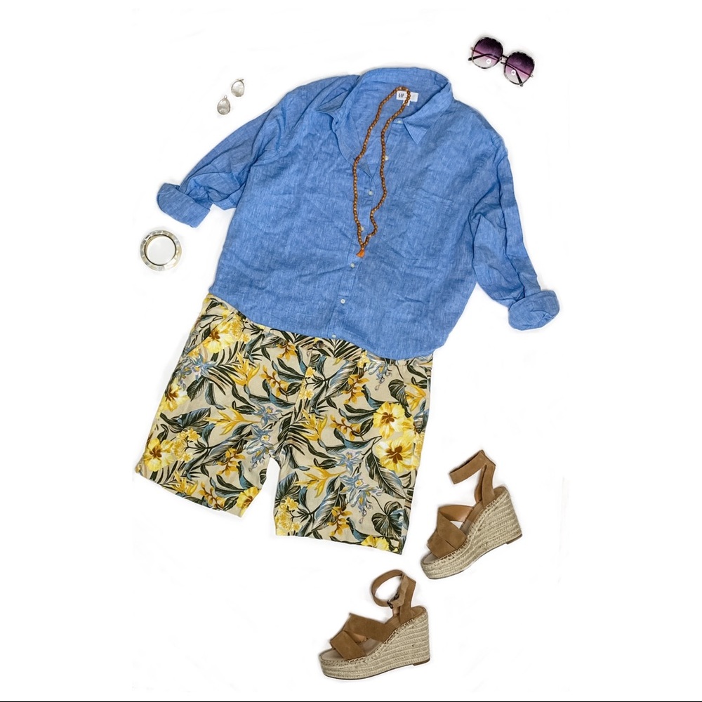NWT Old Navy Linen Floral Print Shorts Sz 18